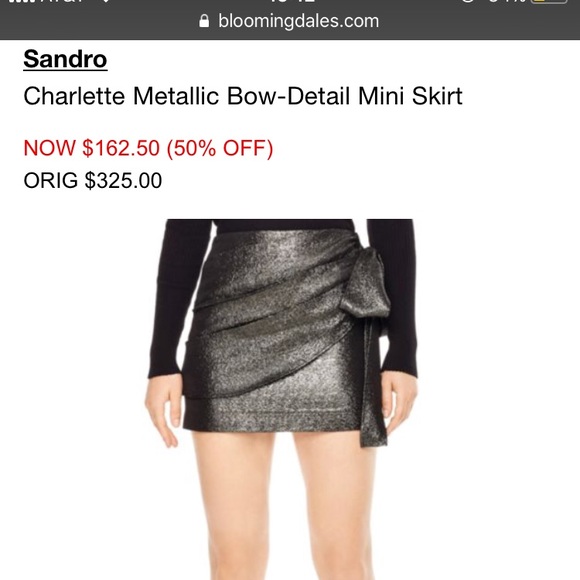 NEW Sandro Charlette Metallic Mini Skirt - Picture 4 of 4